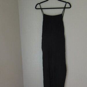 Asos Black Elastic Leg Hem Spaghetti Straps Size 10 Pockets Jumpsuit